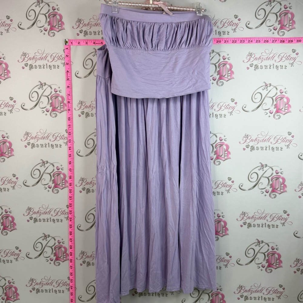 Free People beach set 2 piece tube top strapless Lavender Maxi Skirt matching